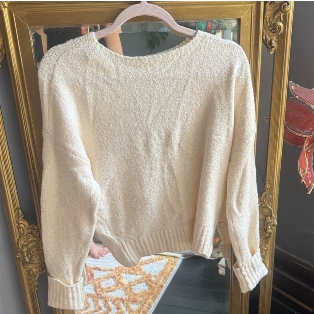 EXPRESS Cream Knit Twist Front Long‎ Sleeve Sweater Women's XS